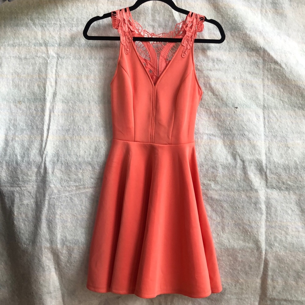 Salmon dress with lace back